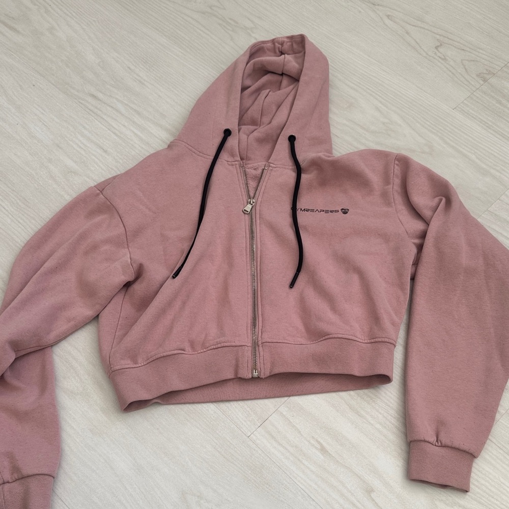 Gymreapers Women's Pink Cropped Hoodie Jacket